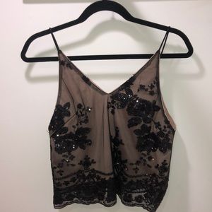 Beaded cropped tank going out shirt